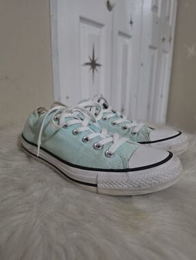Converse All Star Chucks Light Aqua Blue Low Sneakers Shoes 130118F Size M6, W8